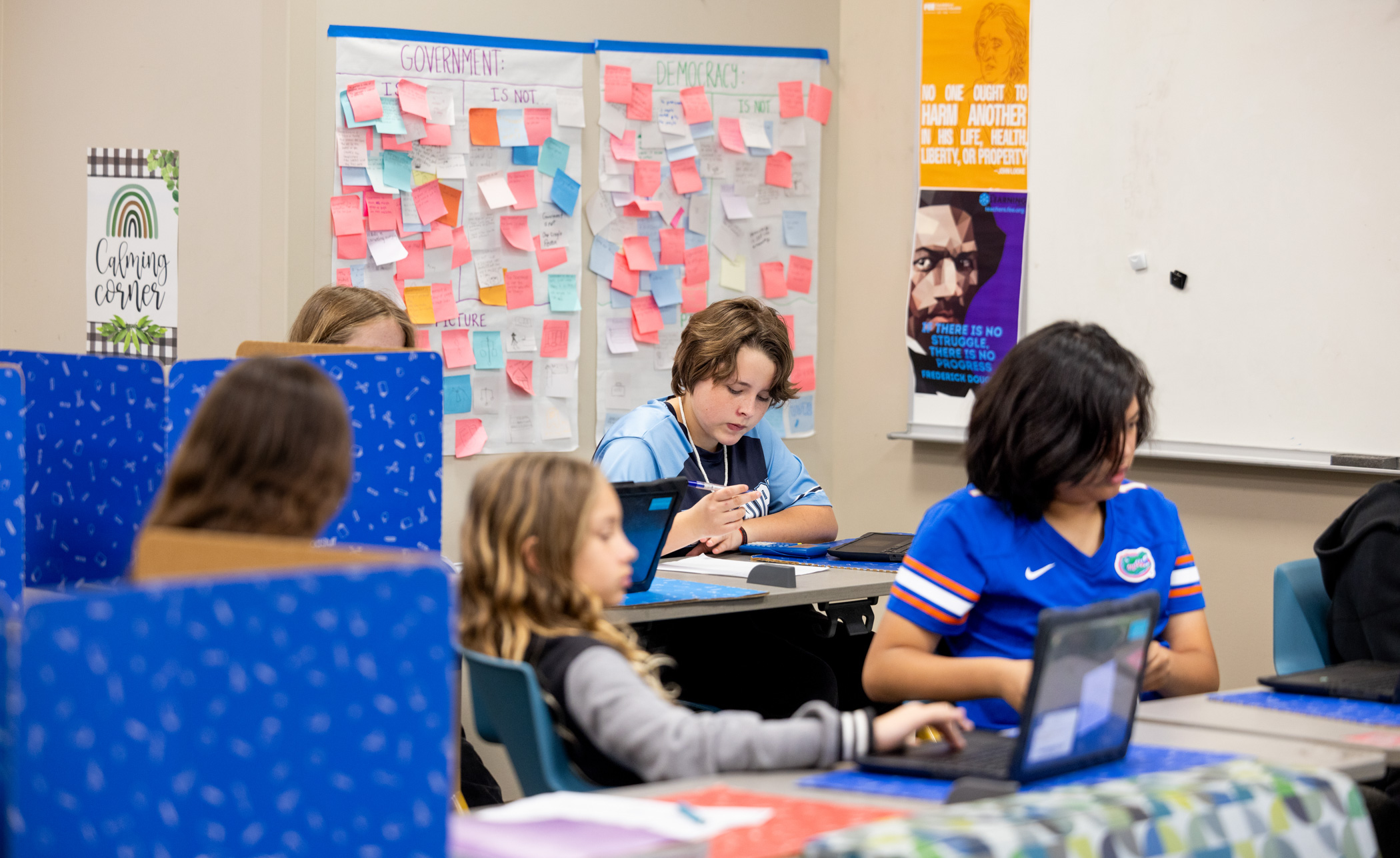 Students testing in a classroom